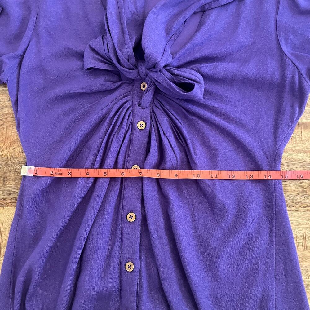 NWT Free People Vintage Summer Midi Dress Sz L Fits M Linen Blend Button Purple - Picture 15 of 16